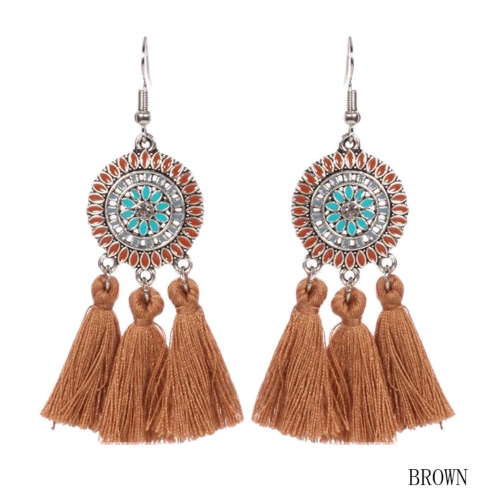 Mosaic Tassel Earrings - Picture 3 of 5